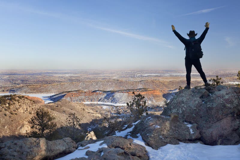 Winter hiking in Colorado stock image. Image of male 20186297