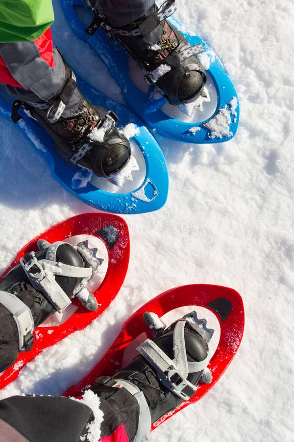 Winter hiking in the mountains on snowshoes with a backpack and tent. Backpack snowshoeing stock images, royalty-free photos and pictures