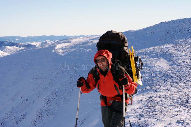 Winter Hiking in the Mountains on Snowshoes Stock Photo Image of snowshoeing, action 65829574