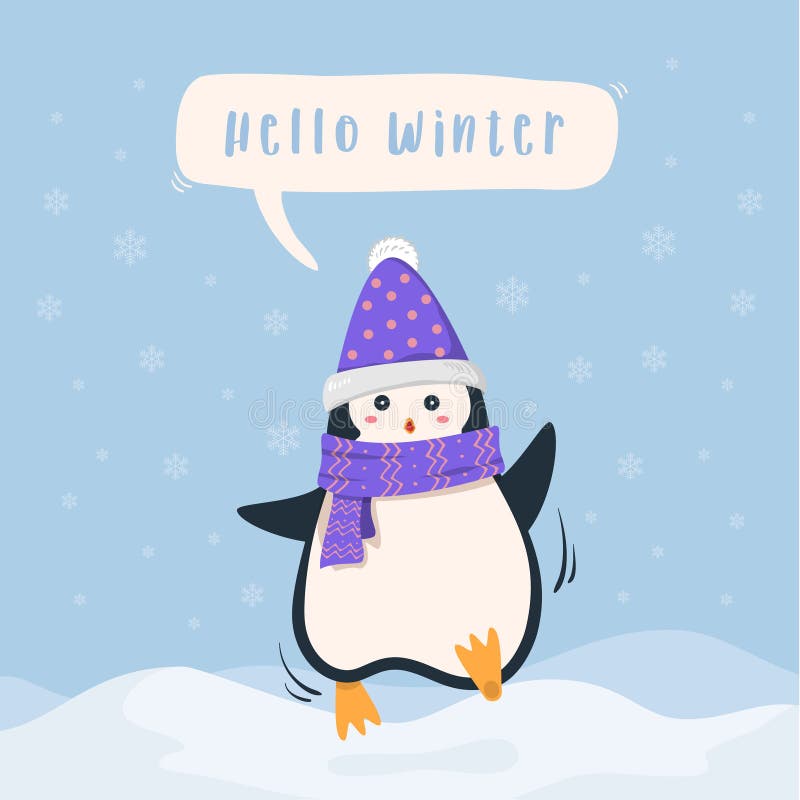 Winter holiday Cute penguin background.