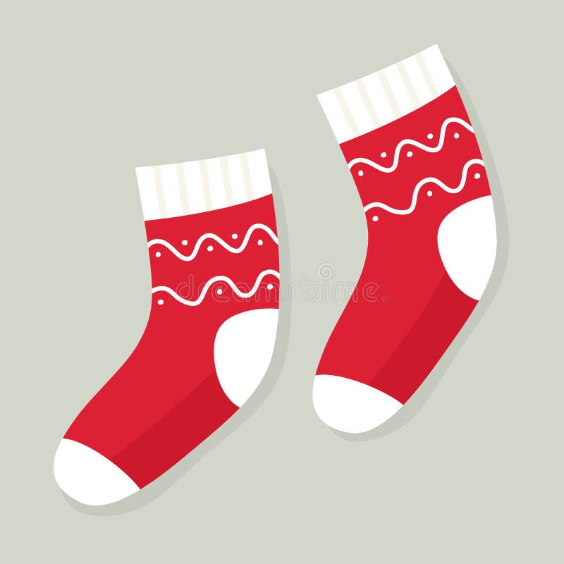 Winter Holiday Socks with Patterns. Christmas Socks. Vector