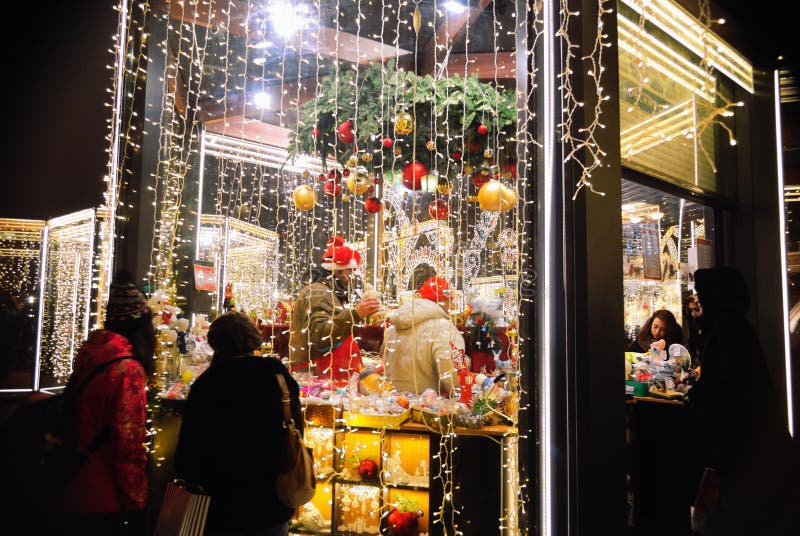 Winter Holidays Decoration of Christmas Fair near Red Square, Moscow, Russia