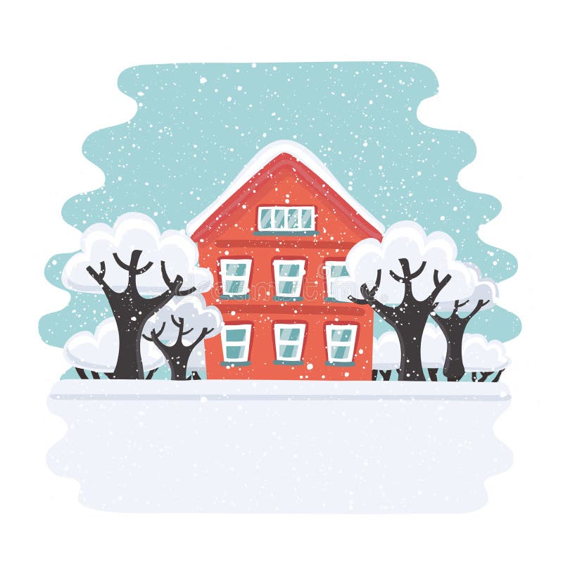 Download Winter House. Autumn House. Family Suburban Home. Vector Flat Illustration. Stock Vector ...