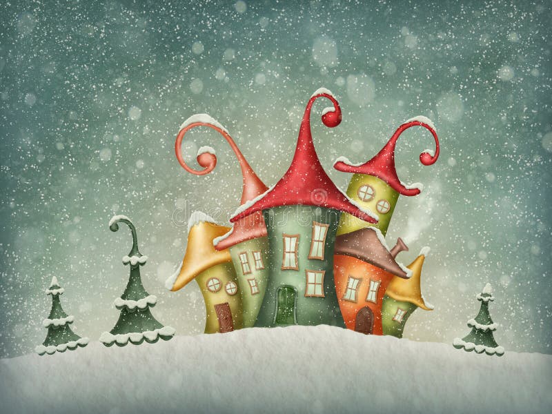 Winter houses royalty free illustration