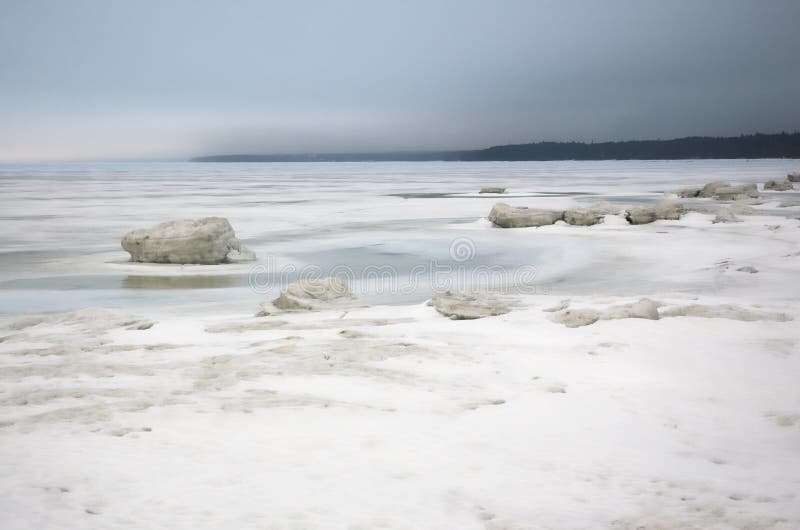 Winter ice sea.white ice