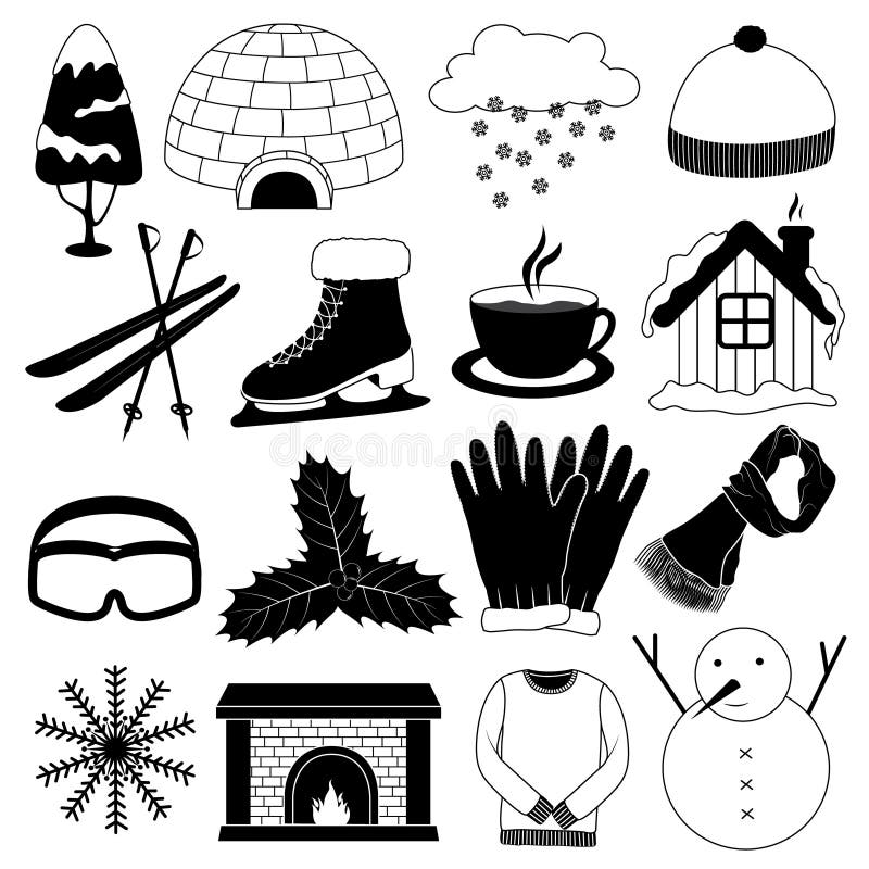 Winter Icons Vector Collection Stock Vector - Illustration of iceskate ...