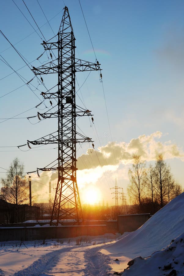Winter industrial sunset stock photo. Image of russia 64474346