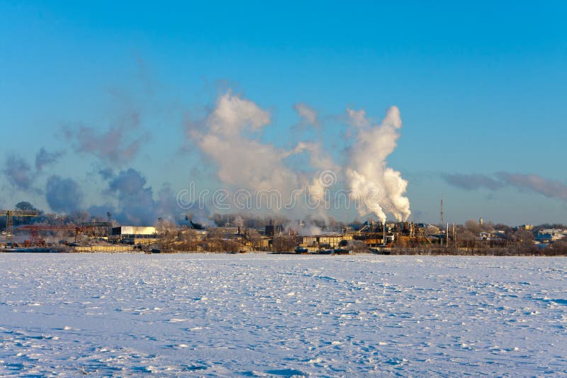 Winter industrial scenery stock photo. Image of beauty 22422382
