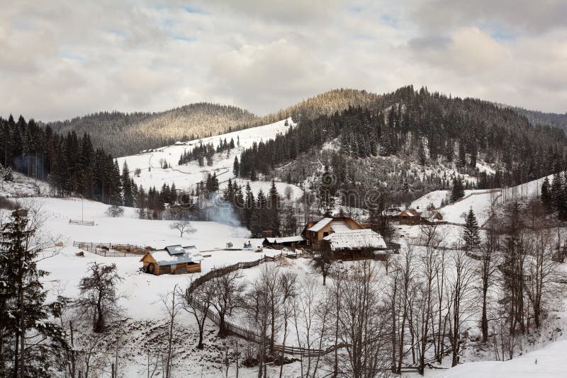 Winter landscape - Bukovina, Romania stock images