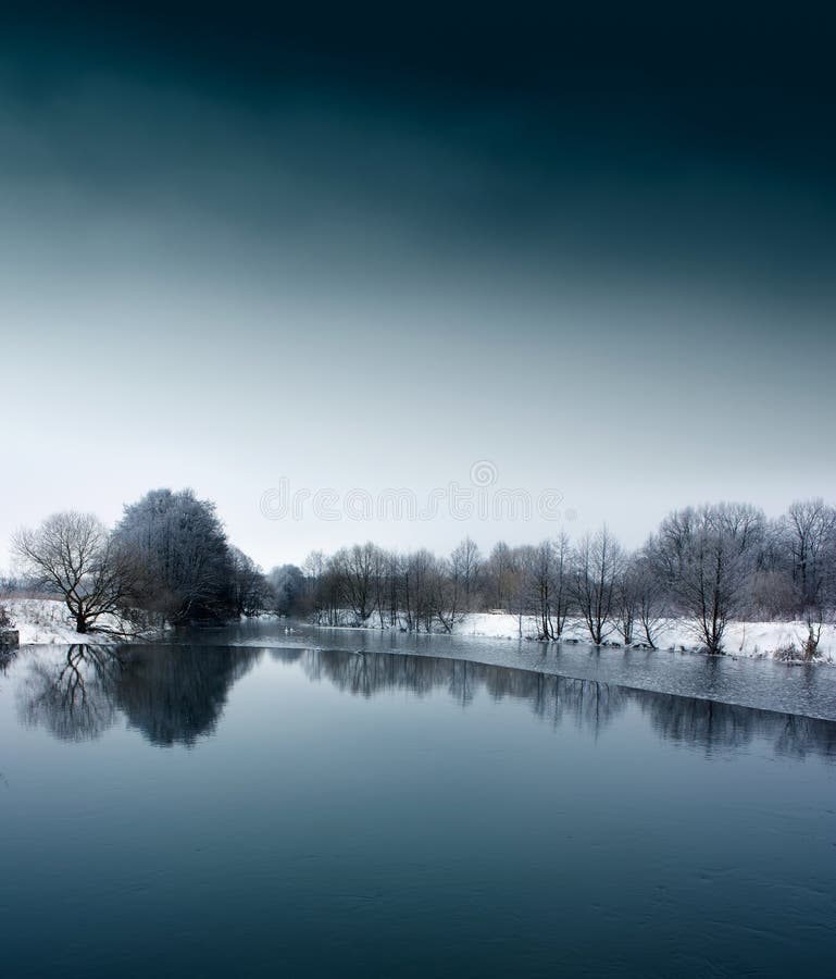 Winter Landscape with Calm River