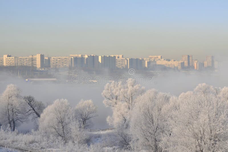 Winter landscape in City