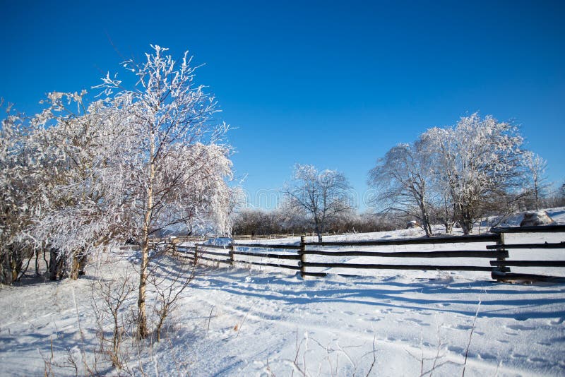 Winter landscape in dolnoslaskie, Poland