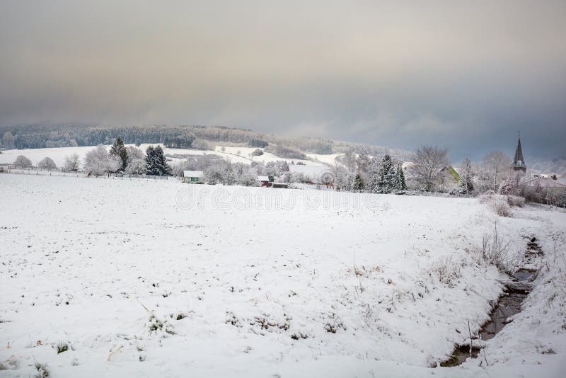 Winter landscape in germany, Gerrhausen, Goslar