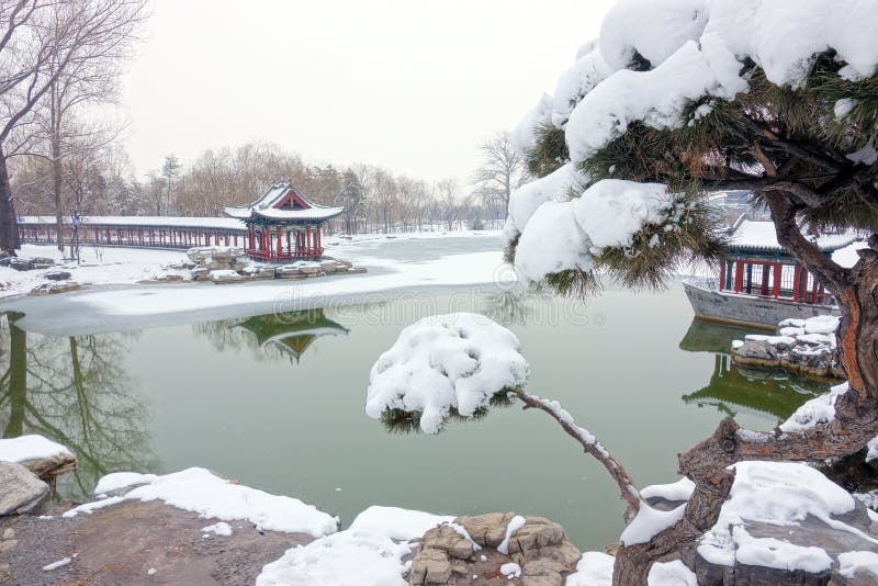 Winter scenery of Chinese park
