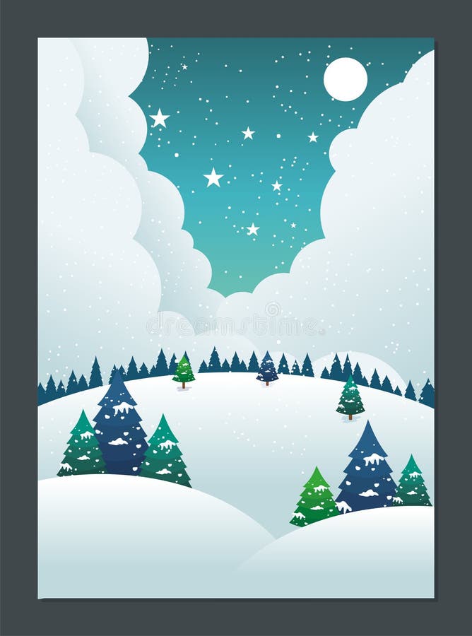 Winter Landscape with Lovely Cartoon design stock illustration Winter Landscape with Lovely Cartoon design stock illustration