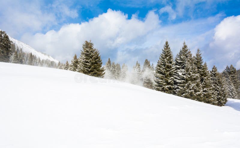 Winter Landscape in a Mountain Valley with Snow. Stock Photo - Image of ...