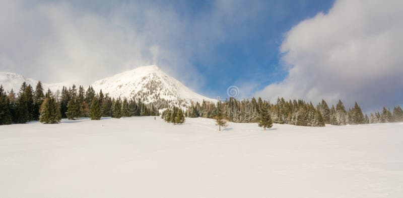Winter Landscape in a Mountain Valley with Snow. Stock Photo - Image of ...