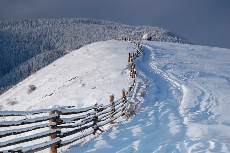 Winter landscape with snow in mountains Carpathians, Ukraine. Winter landscape with snow in mountains Carpathians, Ukraine