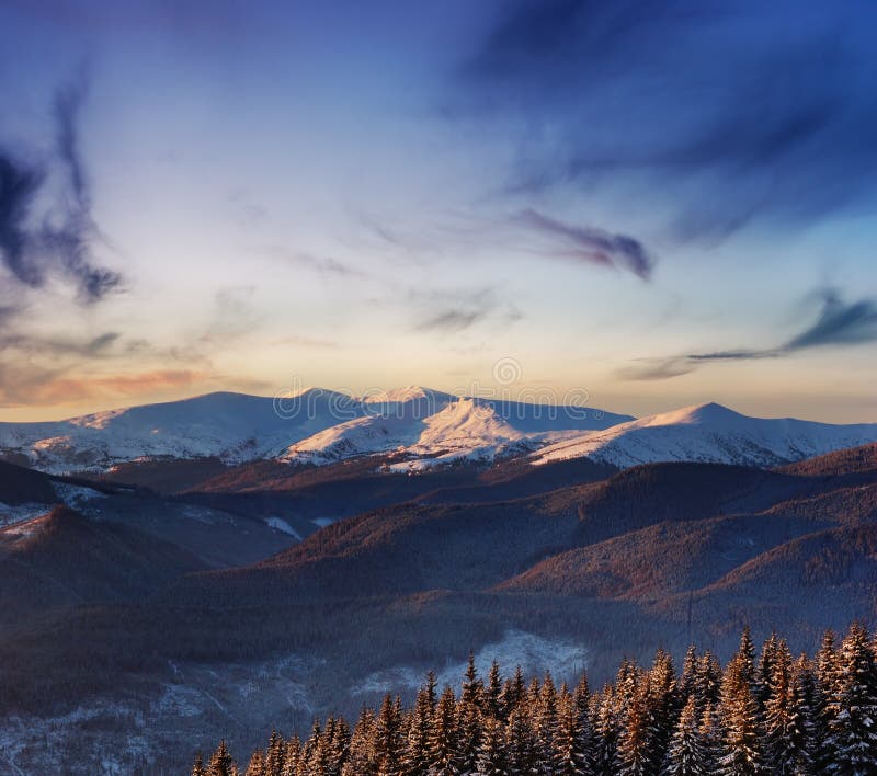 Winter landscape with snow in mountains Carpathians, Ukraine. Winter landscape with snow in mountains Carpathians, Ukraine