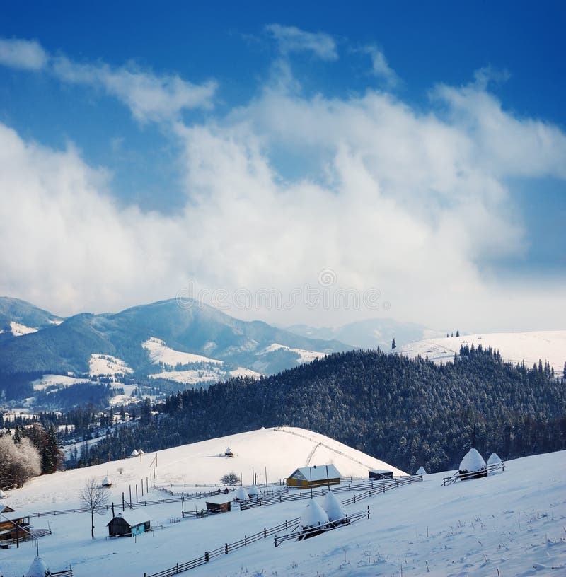 Winter landscape in mountains royalty free stock photography