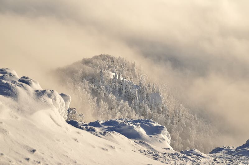 Winter landscape in mountains