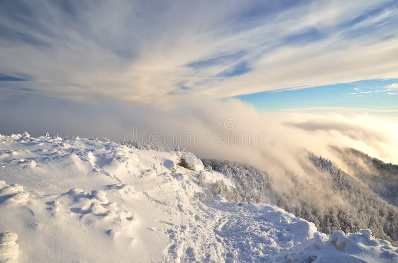 Winter landscape in mountains