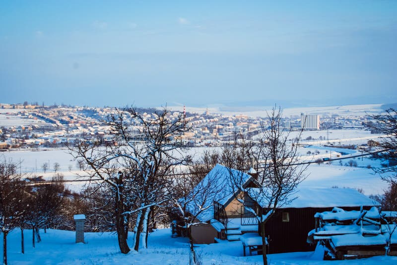 Winter Landscape with a Rich Snowflake Stock Photo - Image of snow ...