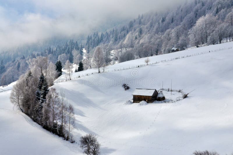 Winter Landscape in Romania stock image