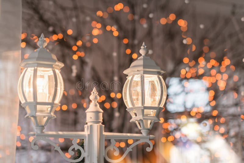 Winter lantern with lights