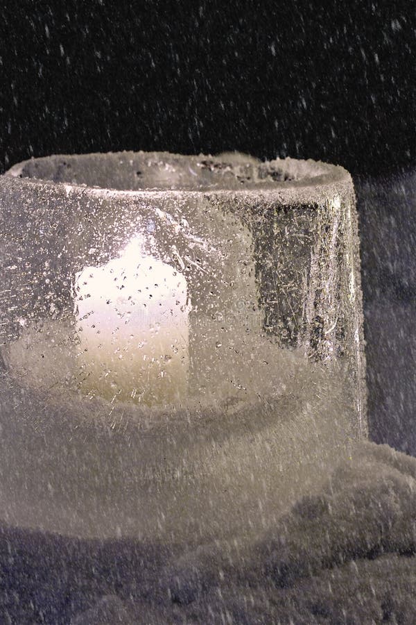 Winter lantern made of ice
