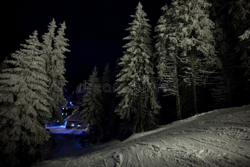 Winter lodge stock photography