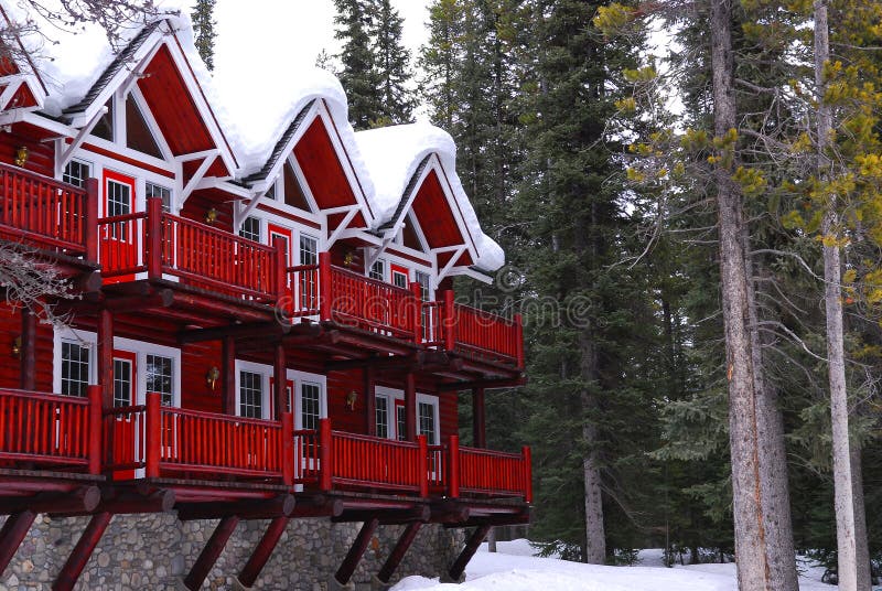 Winter lodge stock photos
