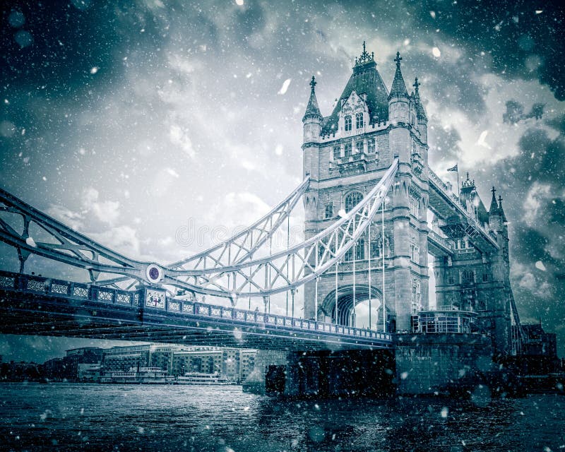 Winter London Snow Tower Bridge Stock Photo - Image of famous, snowy:  135493488