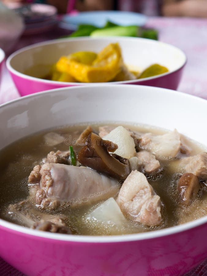 Winter Melon Soup with Pork and Shiitake Mushroom Stock Photo - Image ...