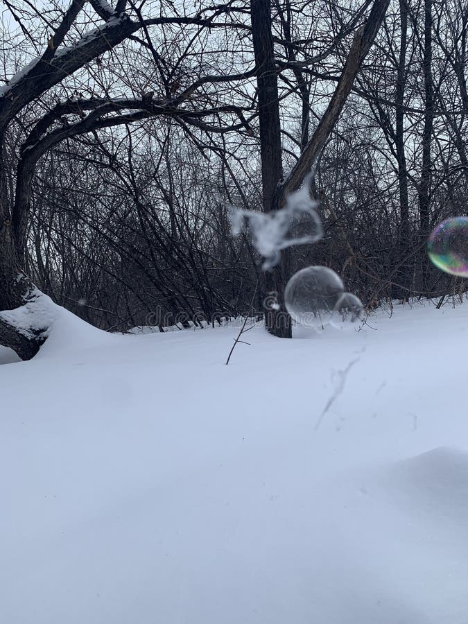 Winter mood with an transparent soap bubble on snow with white and gray background. Soap snowflake stock images, royalty-free photos and pictures