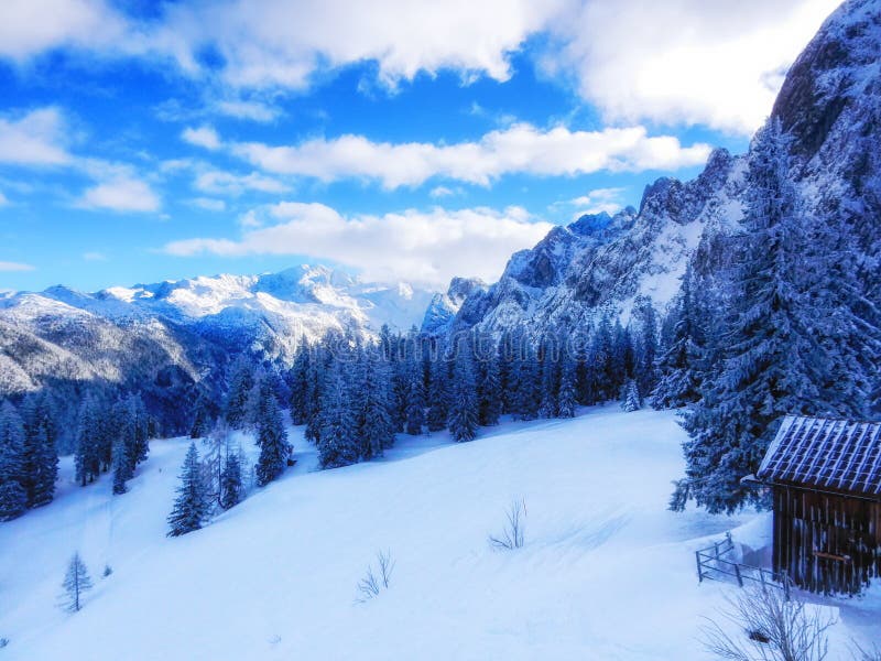 Winter mountain landscape, Austria stock images
