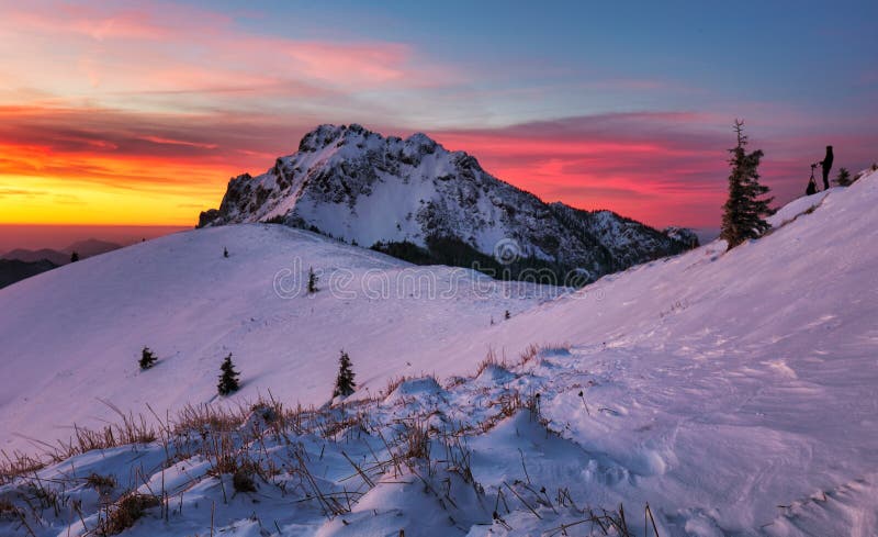 Zimná horská krajina v Malej Fatre na vrchu Veľký Rozsutec na Slovensku