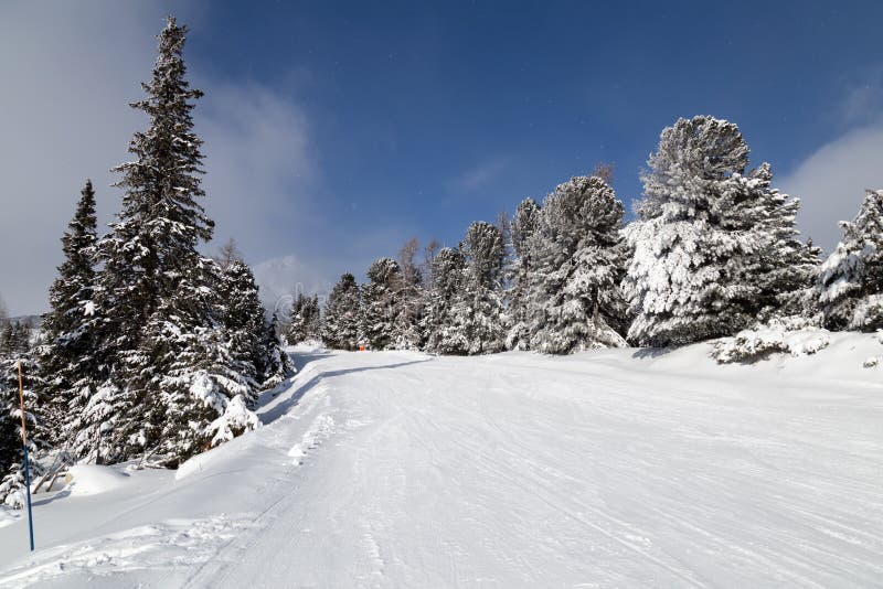 Zimní horská krajina. Štrbské Pleso. Slovensko.