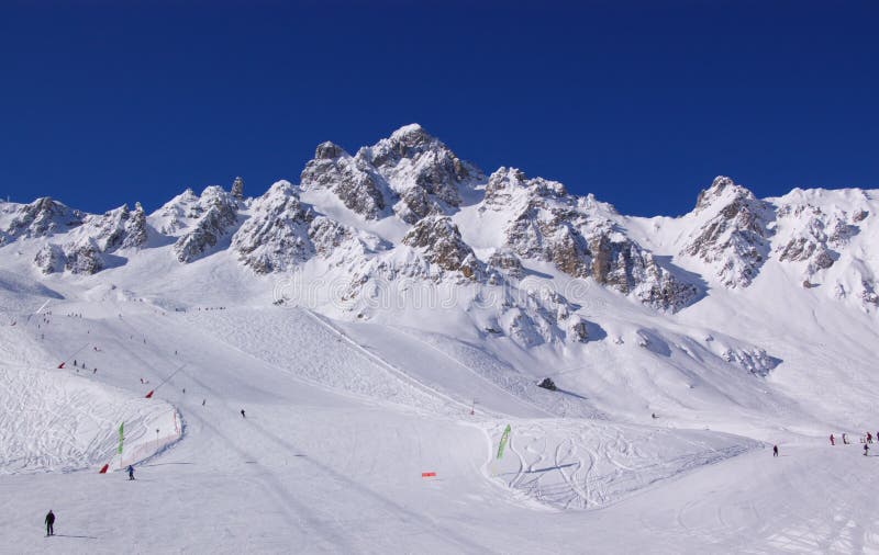 Winter mountain skiing