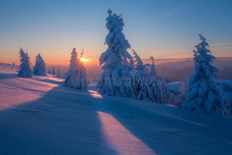 Winter mountains landscape