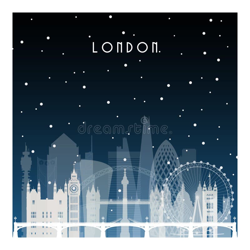 Winter night in London. vector illustration Winter night in London. vector illustration