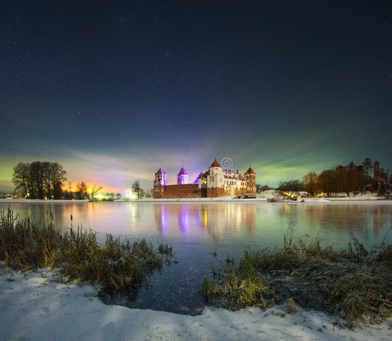 Winter night near the castle royalty free stock image Winter night near the castle royalty free stock image