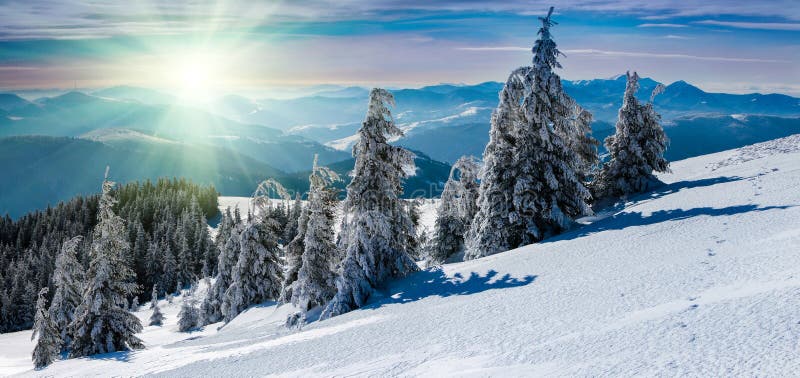 Winter Panoramic Landscape in Mountains. Stock Image - Image of north ...