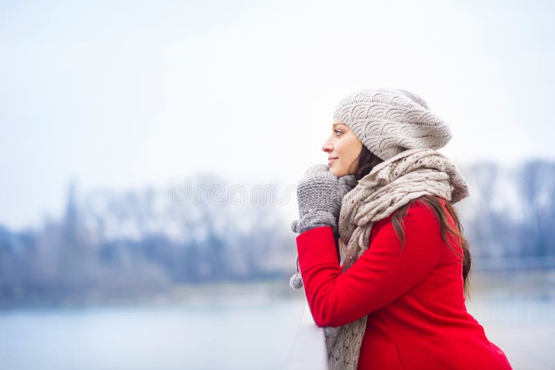 Winter portrait of beautiful pregnant woman royalty free stock image Winter portrait of beautiful pregnant woman royalty free stock image