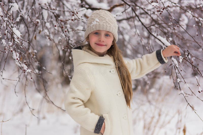 Winter Portrait of a Cute Girl Stock Image - Image of nature, cute ...