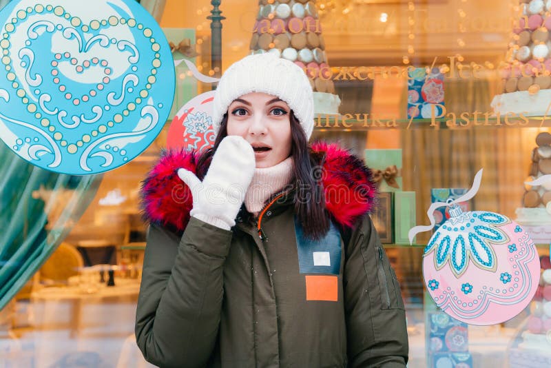 Winter potrtet girls on the background showcases