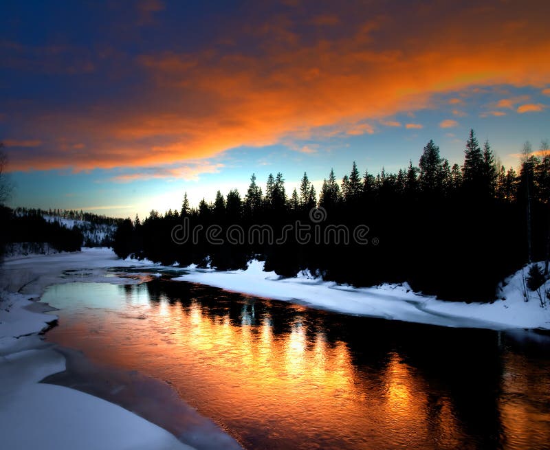 Winter river obraz royalty free