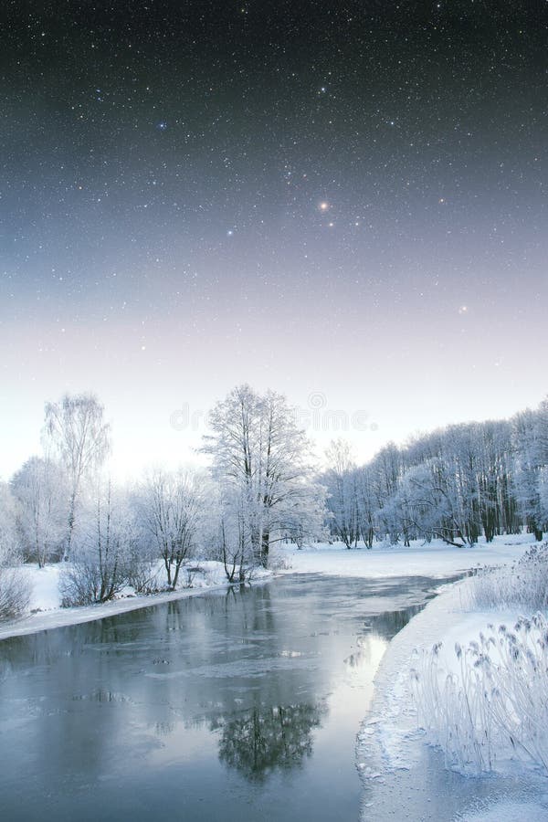 Winter river at night.