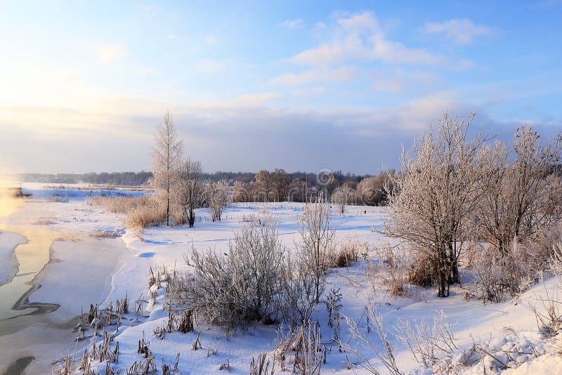 Winter In Russia A Frosty Day After A Snowfall In The Russian Village