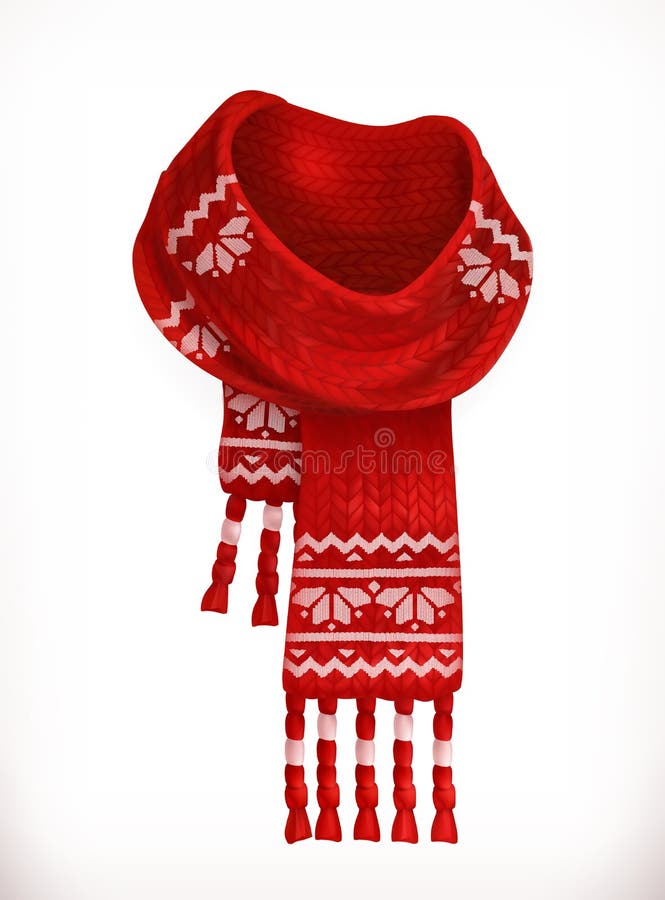 Vector 3d Realistic Red Neck Scarf Neckerchief Stock Illustration